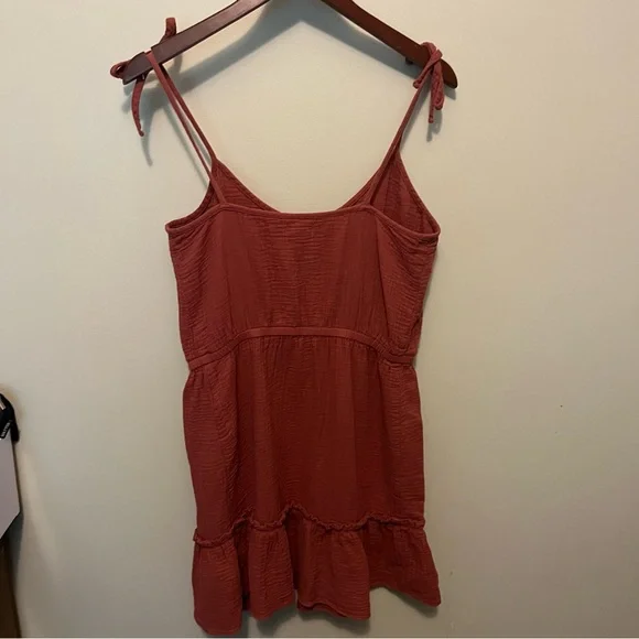 UpWest Terracotta mini sun dress adj tie shoulders boho summer beach size M - Picture 3 of 6
